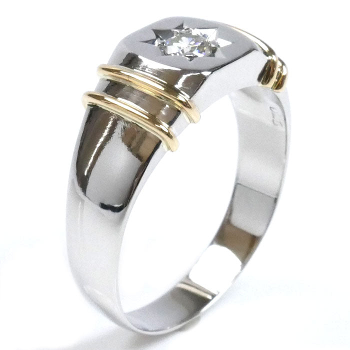 K18YG/Pt900 リング・指輪 ダイヤモンド0.25ct 25.5号 10.7g メンズ【中古】【美品】