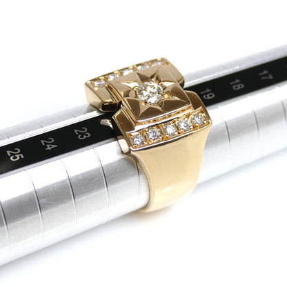 K18YG イエローゴールド リング・指輪 ダイヤモンド0.334ct/0.3ct 21号 24.4g メンズ【中古】