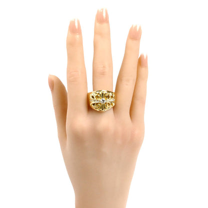 K18YG イエローゴールド クロス リング・指輪 ダイヤモンド0.315ct/0.158ct 21号 30.8g メンズ【中古】【美品】