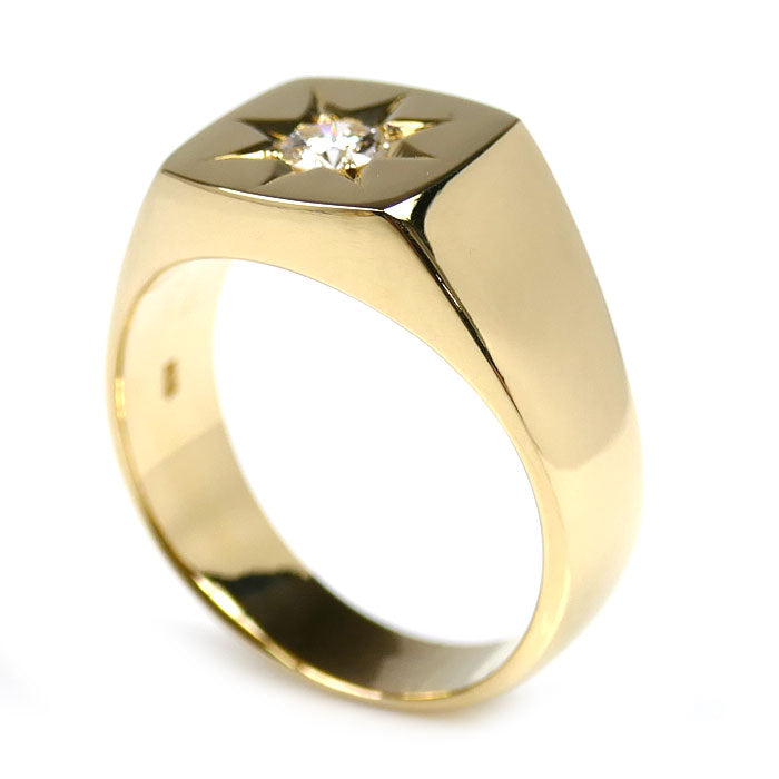 K18YG イエローゴールド リング・指輪 ダイヤモンド0.326ct 22号 15.5g メンズ【中古】【美品】