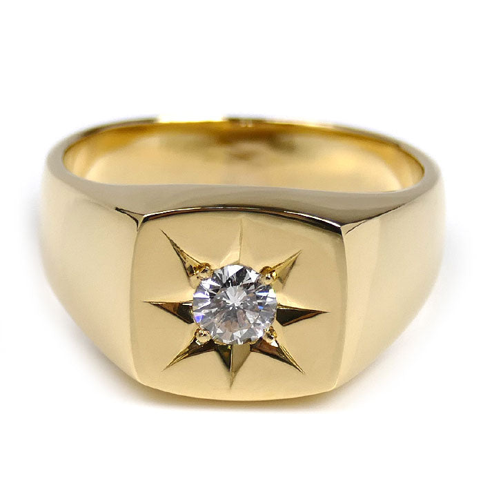 K18YG イエローゴールド リング・指輪 ダイヤモンド0.326ct 22号 15.5g メンズ【中古】【美品】