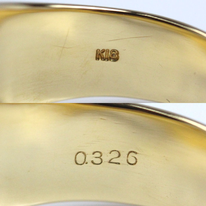 K18YG イエローゴールド リング・指輪 ダイヤモンド0.326ct 22号 15.5g メンズ【中古】【美品】