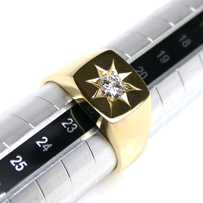 K18YG イエローゴールド リング・指輪 ダイヤモンド0.326ct 22号 15.5g メンズ【中古】【美品】