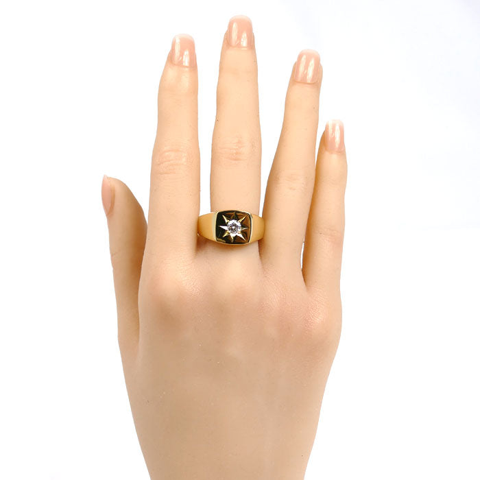 K18YG イエローゴールド リング・指輪 ダイヤモンド0.326ct 22号 15.5g メンズ【中古】【美品】