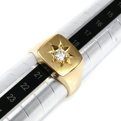 K18YG イエローゴールド 印台 リング・指輪 ダイヤモンド0.3ct 20号 13.3g メンズ【中古】