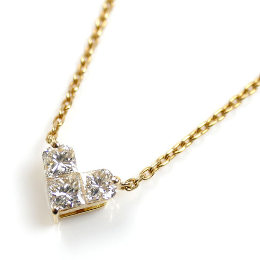 STAR JEWELRY スタージュエリー K18YG イエローゴールド ミステリアスハート ネックレス ダイヤモンド0.28ct 2.2g 37/40cm レディース【中古】【美品】