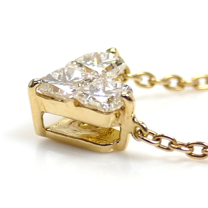 STAR JEWELRY スタージュエリー K18YG イエローゴールド ミステリアスハート ネックレス ダイヤモンド0.28ct 2.2g 37/40cm レディース【中古】【美品】