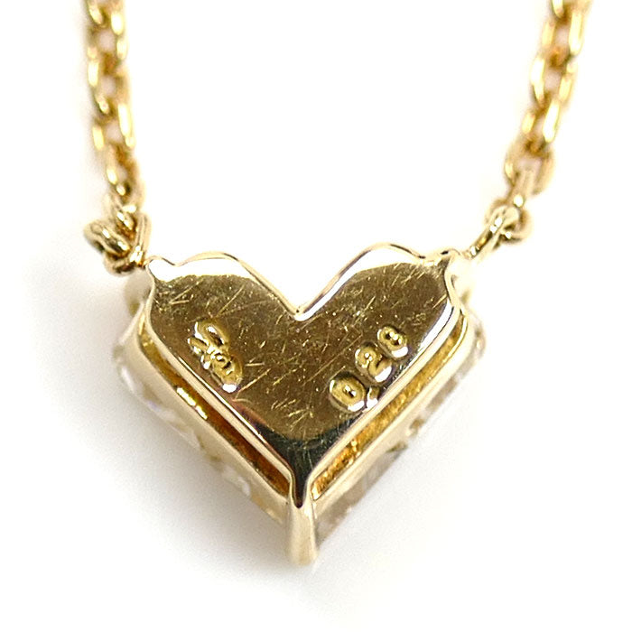 STAR JEWELRY スタージュエリー K18YG イエローゴールド ミステリアスハート ネックレス ダイヤモンド0.28ct 2.2g 37/40cm レディース【中古】【美品】