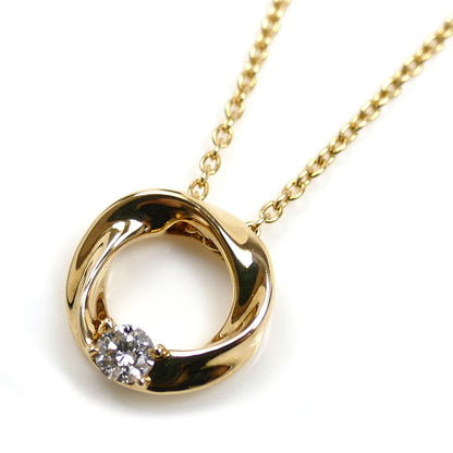 STAR JEWELRY スタージュエリー K18YG イエローゴールド フォーエバーループ 1Pダイヤ ネックレス ダイヤモンド0.05ct 2.0g 40/43cm レディース【中古】【美品】