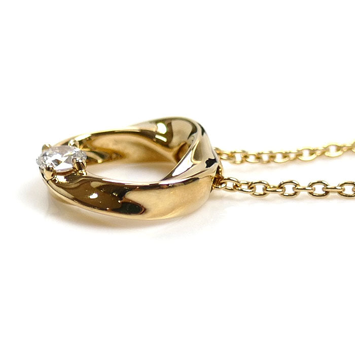STAR JEWELRY スタージュエリー K18YG イエローゴールド フォーエバーループ 1Pダイヤ ネックレス ダイヤモンド0.05ct 2.0g 40/43cm レディース【中古】【美品】