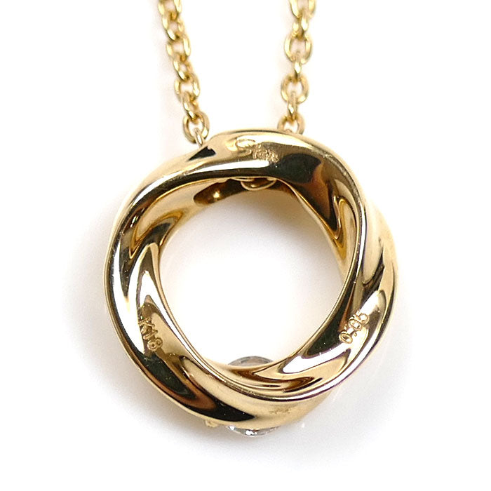 STAR JEWELRY スタージュエリー K18YG イエローゴールド フォーエバーループ 1Pダイヤ ネックレス ダイヤモンド0.05ct 2.0g 40/43cm レディース【中古】【美品】