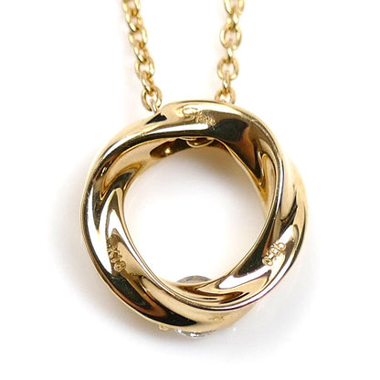 STAR JEWELRY スタージュエリー K18YG イエローゴールド フォーエバーループ 1Pダイヤ ネックレス ダイヤモンド0.05ct 2.0g 40/43cm レディース【中古】【美品】