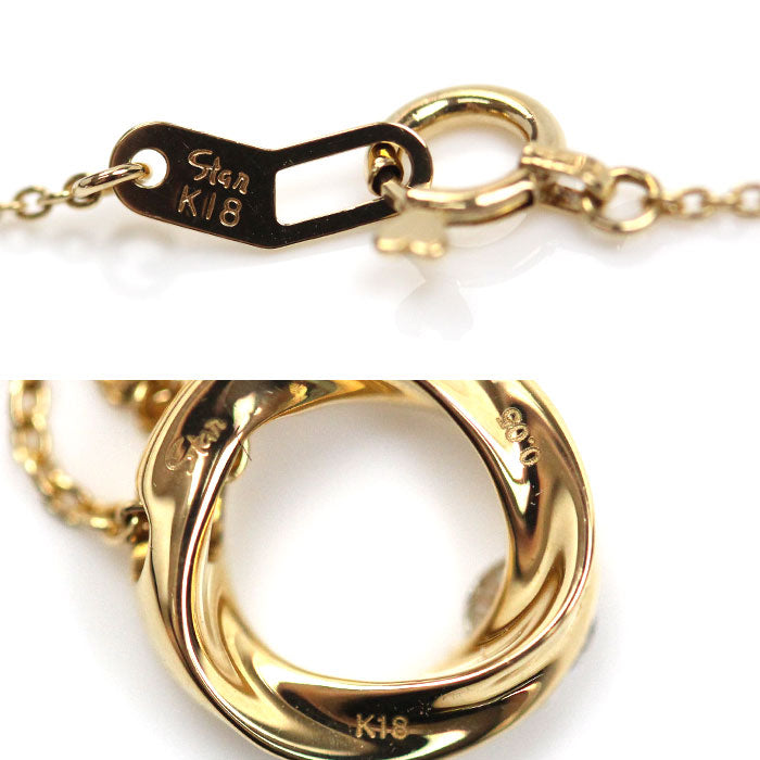 STAR JEWELRY スタージュエリー K18YG イエローゴールド フォーエバーループ 1Pダイヤ ネックレス ダイヤモンド0.05ct 2.0g 40/43cm レディース【中古】【美品】