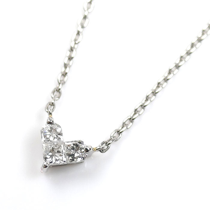 STAR JEWELRY スタージュエリー Pt950プラチナ ミステリアスハート ネックレス 1XN0772 ダイヤモンド0.15ct 2.6g 37/40cm レディース【中古】【美品】