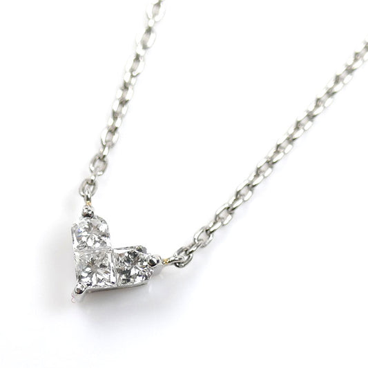 STAR JEWELRY スタージュエリー Pt950プラチナ ミステリアスハート ネックレス 1XN0772 ダイヤモンド0.15ct 2.6g 37/40cm レディース【中古】【美品】