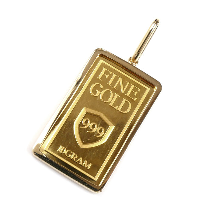 999/K18(枠) ペンダントトップ 14.2g インゴット10g メンズ【中古】