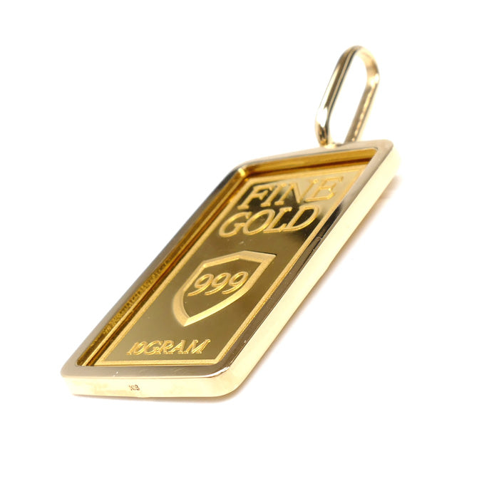 999/K18(枠) ペンダントトップ 14.2g インゴット10g メンズ【中古】