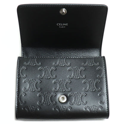 CELINE セリーヌ ビジネスカードホルダー トリオンフ エンボス加工入り カードケース ブラック 10M243FQD.38SI ユニセックス【中古】