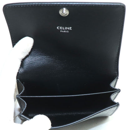 CELINE セリーヌ ビジネスカードホルダー トリオンフ エンボス加工入り カードケース ブラック 10M243FQD.38SI ユニセックス【中古】
