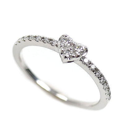 Ponte Vecchio ポンテヴェキオ K18WG ホワイトゴールド ハート ダイヤ リング・指輪 ダイヤモンド0.18ct 9号 1.8g レディース【中古】【美品】