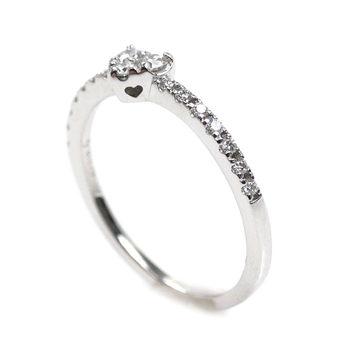 Ponte Vecchio ポンテヴェキオ K18WG ホワイトゴールド ハート ダイヤ リング・指輪 ダイヤモンド0.18ct 9号 1.8g レディース【中古】【美品】