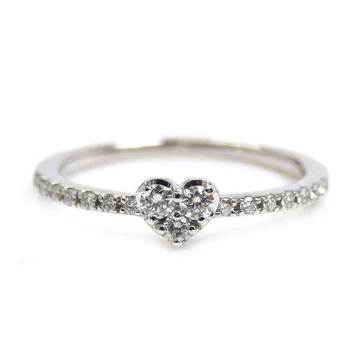 Ponte Vecchio ポンテヴェキオ K18WG ホワイトゴールド ハート ダイヤ リング・指輪 ダイヤモンド0.18ct 9号 1.8g レディース【中古】【美品】