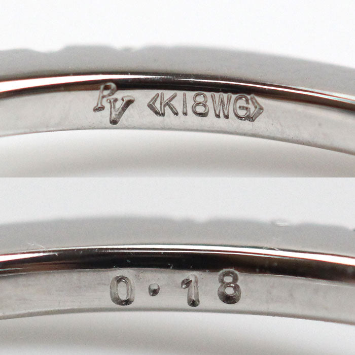 Ponte Vecchio ポンテヴェキオ K18WG ホワイトゴールド ハート ダイヤ リング・指輪 ダイヤモンド0.18ct 9号 1.8g レディース【中古】【美品】