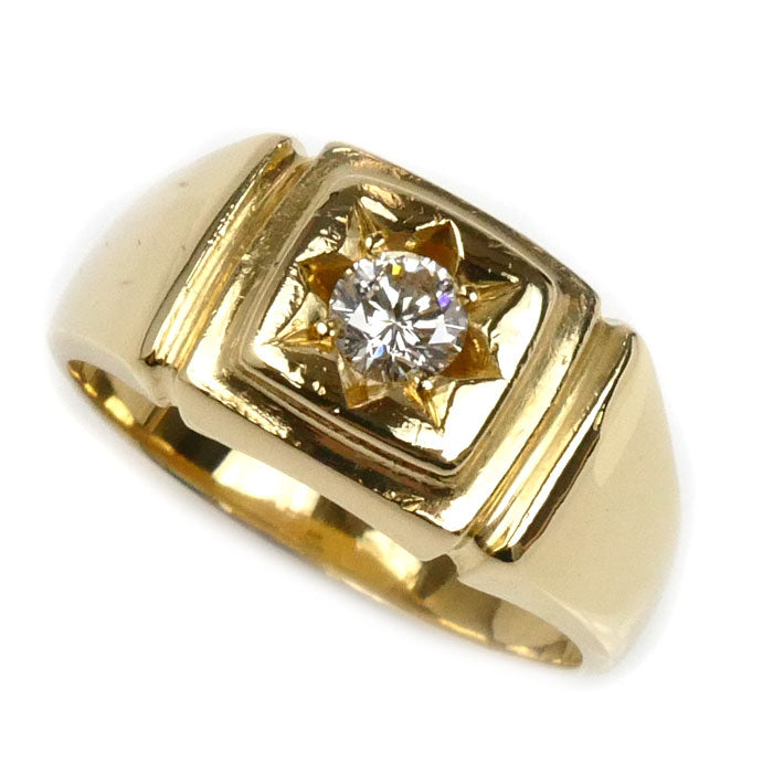 K18YG イエローゴールド リング・指輪 ダイヤモンド0.3ct 20号 11g メンズ【中古】