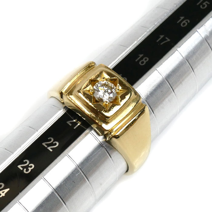 K18YG イエローゴールド リング・指輪 ダイヤモンド0.3ct 20号 11g メンズ【中古】