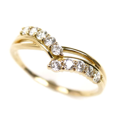 K18YG イエローゴールド リング・指輪 ダイヤモンド0.25ct 11号 1.7g V字 レディース【中古】