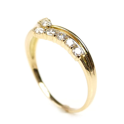 K18YG イエローゴールド リング・指輪 ダイヤモンド0.25ct 11号 1.7g V字 レディース【中古】