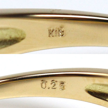 K18YG イエローゴールド リング・指輪 ダイヤモンド0.25ct 11号 1.7g V字 レディース【中古】