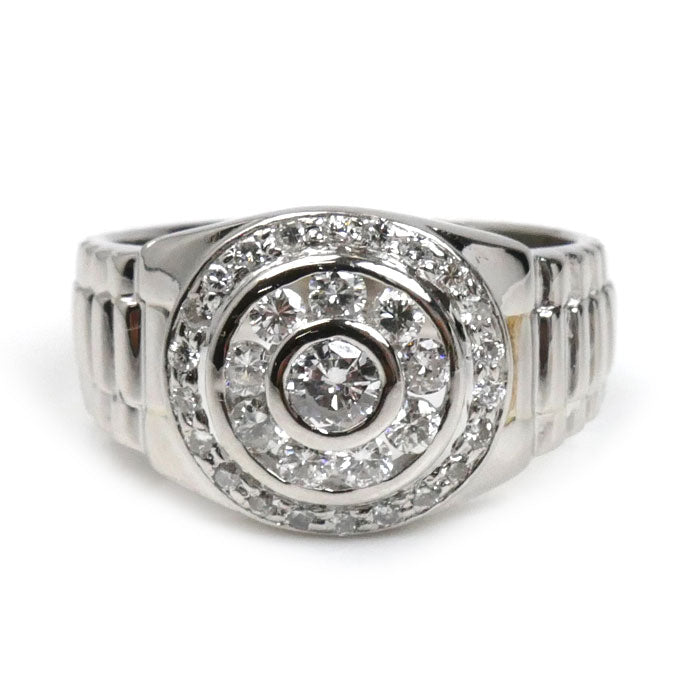 Pt900プラチナ リング・指輪 ダイヤモンド0.85ct 20号 13.3g 時計モチーフ メンズ【中古】