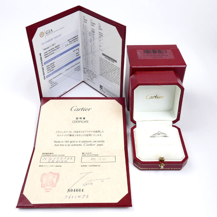 CARTIER カルティエ Pt950プラチナ ソリテール リング・指輪 N4222252 ダイヤモンド0.21ct 11.5号 52 3.6g レディース【中古】【美品】