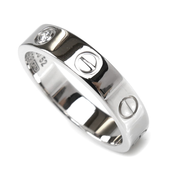 CARTIER カルティエ K18WG ホワイトゴールド ミニラブ 1Pダイヤ リング・指輪 B4050552 ダイヤモンド 12号 52 4.8g レディース【中古】【美品】