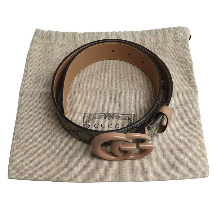 GUCCI グッチ GGマーモント スプリームキャンバス ベルト ベージュ 400593 60/70cm ユニセックス【未使用】【買取品】