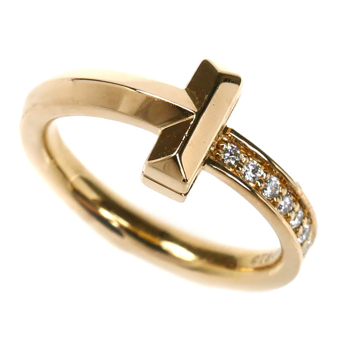 TIFFANY&Co. ティファニー K18PG ピンクゴールド Tワン 9Pダイヤ リング・指輪 67795261 ダイヤモンド 8号 4.2g レディース【中古】