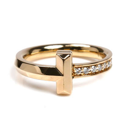TIFFANY&Co. ティファニー K18PG ピンクゴールド Tワン 9Pダイヤ リング・指輪 67795261 ダイヤモンド 8号 4.2g レディース【中古】