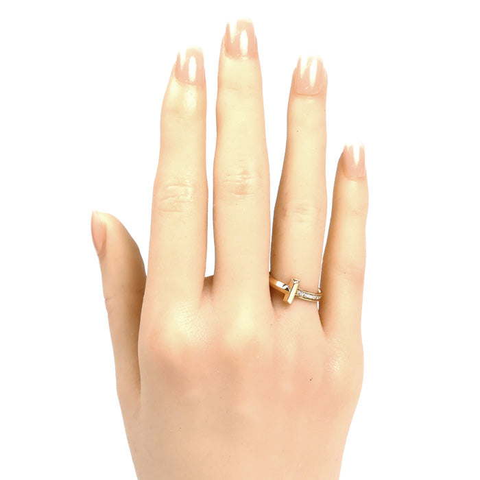 TIFFANY&Co. ティファニー K18PG ピンクゴールド Tワン 9Pダイヤ リング・指輪 67795261 ダイヤモンド 8号 4.2g レディース【中古】