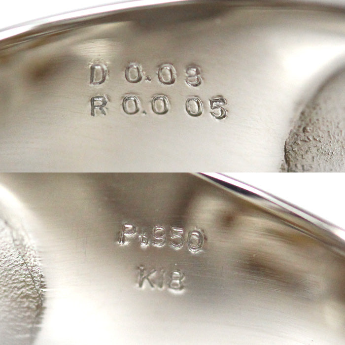 Pt950/K18 龍 ドラゴン リング・指輪 ルビー0.005ct ダイヤモンド0.08ct 18号 34.7g メンズ【中古】【美品】