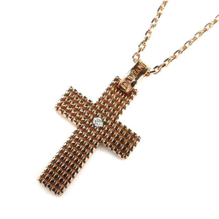 Damiani ダミアーニ K18PG ピンクゴールド メトロポリタン クロス 1Pダイヤ ネックレス ダイヤモンド 8.0g 40/45cm レディース【中古】