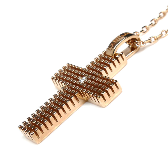 Damiani ダミアーニ K18PG ピンクゴールド メトロポリタン クロス 1Pダイヤ ネックレス ダイヤモンド 8.0g 40/45cm レディース【中古】