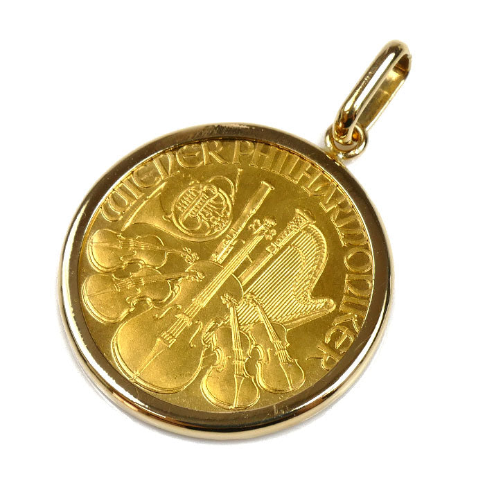 GINZA TANAKA K18YG イエローゴールド K24YG イエローゴールド ウィーン・フィルハーモニー コイン1/4OZ ペンダントトップ 8.9g ユニセックス【中古】