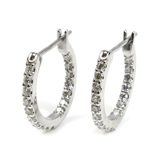 Ponte Vecchio ポンテヴェキオ K18WG ホワイトゴールド ピアス ダイヤモンド0.35ct/0.35ct 3.9g レディース【中古】【美品】