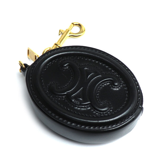 CELINE セリーヌ フック付パース キュイル トリオンフ コインケース ブラック 10I863DPQ.38NO レディース【中古】【美品】