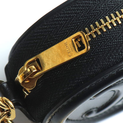 CELINE セリーヌ フック付パース キュイル トリオンフ コインケース ブラック 10I863DPQ.38NO レディース【中古】【美品】