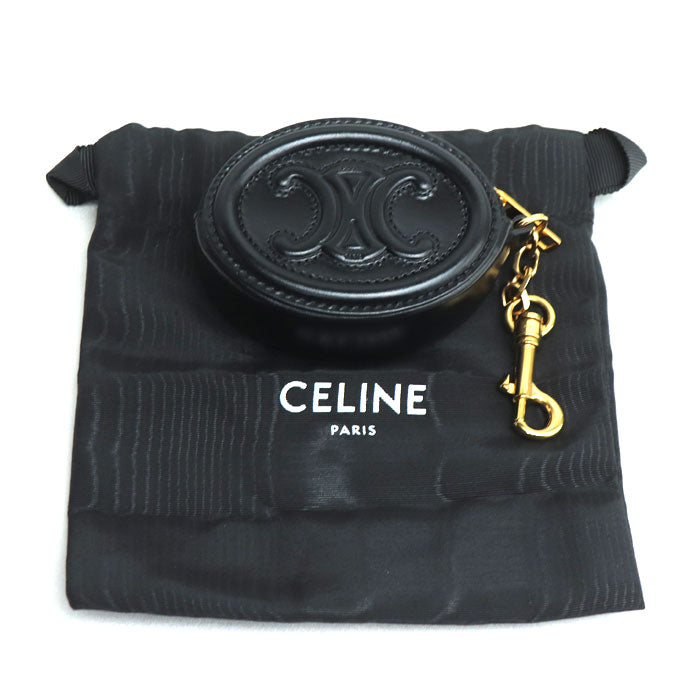 CELINE セリーヌ フック付パース キュイル トリオンフ コインケース ブラック 10I863DPQ.38NO レディース【中古】【美品】