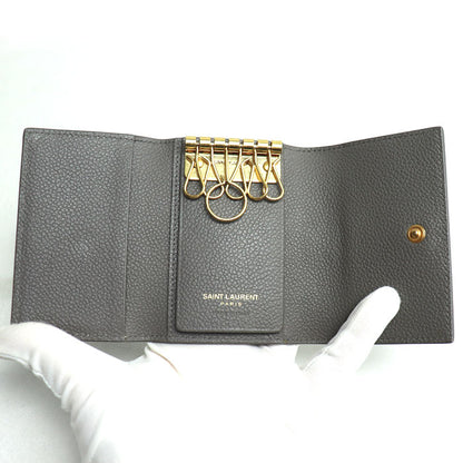 SAINT LAURENT サンローラン 6連 YSLロゴ キーケース グレー 613334 レディース【中古】