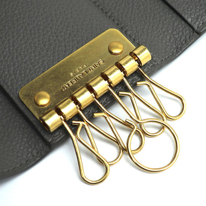 SAINT LAURENT サンローラン 6連 YSLロゴ キーケース グレー 613334 レディース【中古】
