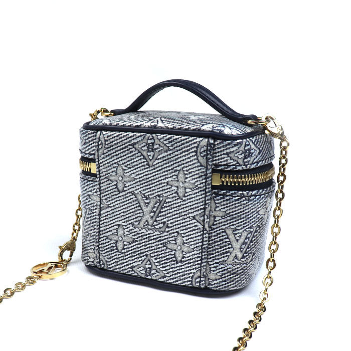 LOUIS VUITTON ルイ・ヴィトン モノグラム・ラミネーテッド ジャガード ミクロ バニティ ショルダーバッグ ネイビー M82467 IC レディース【中古】【美品】